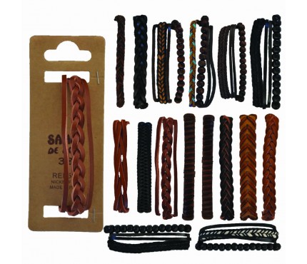 D-617 - Lot de 50 Bracelets homme en cuir et bois